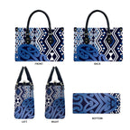 New Zealand Leather Bag Aotearoa Kowhaiwhai Mix Taniko Art - Blue - Aussie Hoodie