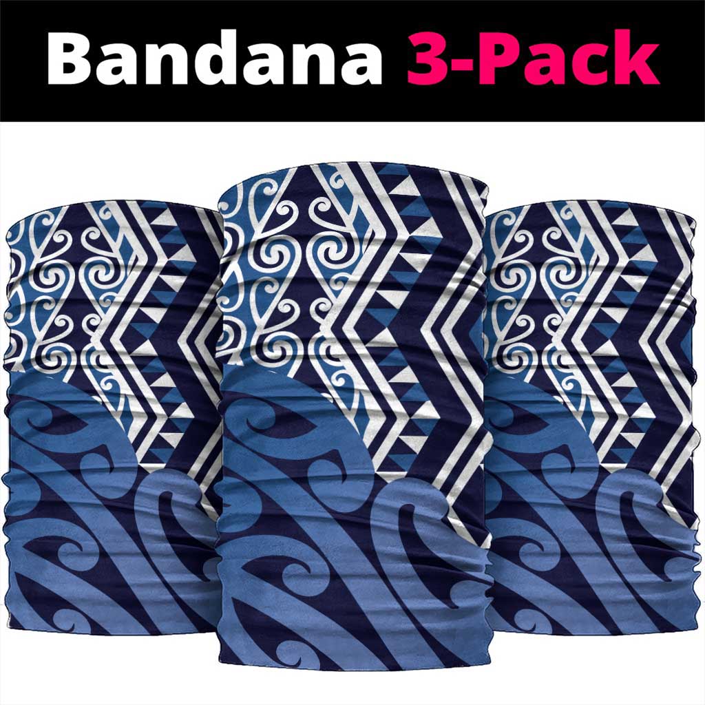 New Zealand Neck Gaiter Aotearoa Kowhaiwhai Mix Taniko Art - Blue - Aussie Hoodie