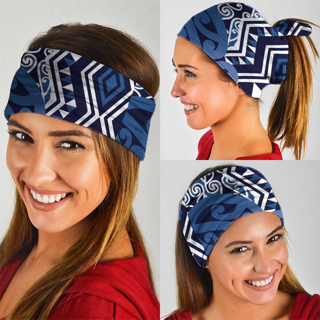 New Zealand Neck Gaiter Aotearoa Kowhaiwhai Mix Taniko Art - Blue - Aussie Hoodie