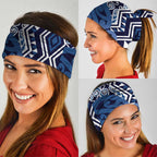 New Zealand Neck Gaiter Aotearoa Kowhaiwhai Mix Taniko Art - Blue - Aussie Hoodie