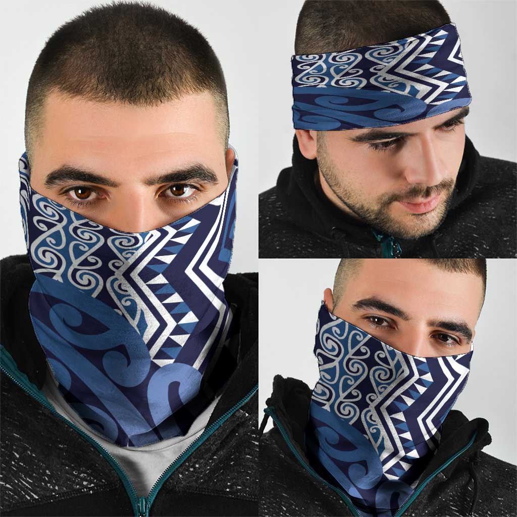 New Zealand Neck Gaiter Aotearoa Kowhaiwhai Mix Taniko Art - Blue - Aussie Hoodie