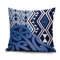 New Zealand Pillow Cover Aotearoa Kowhaiwhai Mix Taniko Art - Blue - Aussie Hoodie