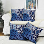 New Zealand Pillow Cover Aotearoa Kowhaiwhai Mix Taniko Art - Blue - Aussie Hoodie