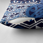New Zealand Pillow Cover Aotearoa Kowhaiwhai Mix Taniko Art - Blue - Aussie Hoodie