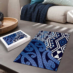 New Zealand Puzzle Aotearoa Kowhaiwhai Mix Taniko Art - Blue - Aussie Hoodie