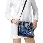 New Zealand Shoulder Handbag Aotearoa Kowhaiwhai Mix Taniko Art - Blue