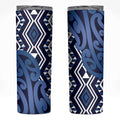 New Zealand Skinny Tumbler Aotearoa Kowhaiwhai Mix Taniko Art - Blue