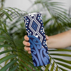 New Zealand Skinny Tumbler Aotearoa Kowhaiwhai Mix Taniko Art - Blue