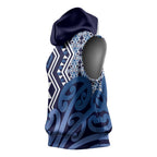 New Zealand Sleeveless Hoodie Aotearoa Kowhaiwhai Mix Taniko Art - Blue - Aussie Hoodie