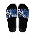 New Zealand Slide Sandals Aotearoa Kowhaiwhai Mix Taniko Art - Blue - Aussie Hoodie
