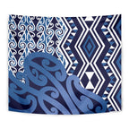 New Zealand Tapestry Aotearoa Kowhaiwhai Mix Taniko Art - Blue