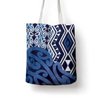 New Zealand Tote Bag Aotearoa Kowhaiwhai Mix Taniko Art - Blue - Aussie Hoodie