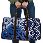 New Zealand Travel Bag Aotearoa Kowhaiwhai Mix Taniko Art - Blue - Aussie Hoodie