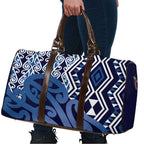 New Zealand Travel Bag Aotearoa Kowhaiwhai Mix Taniko Art - Blue - Aussie Hoodie