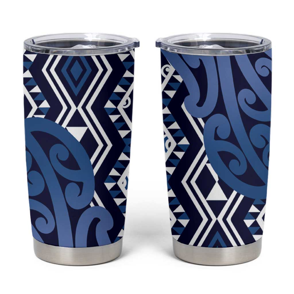 New Zealand Tumbler Cup Aotearoa Kowhaiwhai Mix Taniko Art - Blue