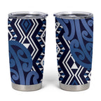 New Zealand Tumbler Cup Aotearoa Kowhaiwhai Mix Taniko Art - Blue