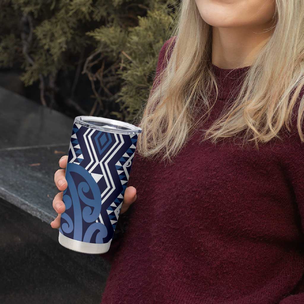 New Zealand Tumbler Cup Aotearoa Kowhaiwhai Mix Taniko Art - Blue