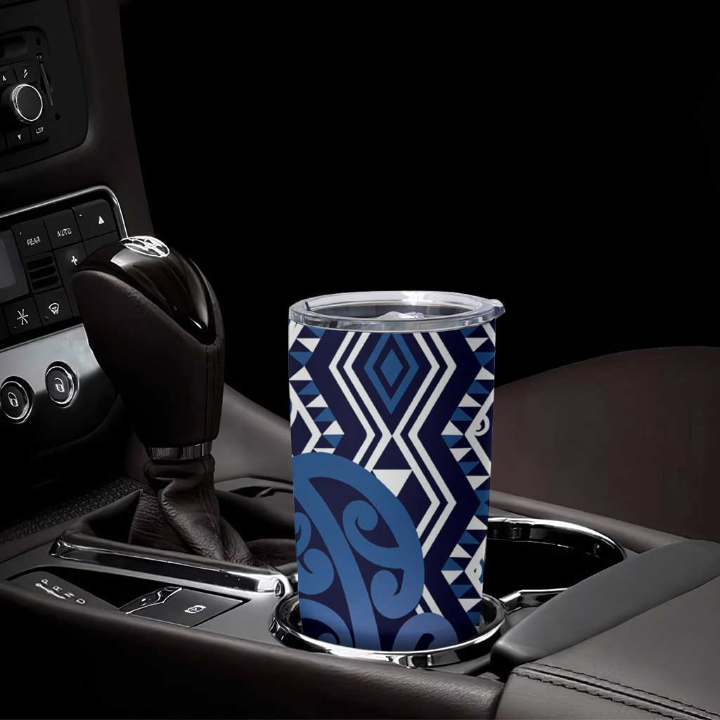 New Zealand Tumbler Cup Aotearoa Kowhaiwhai Mix Taniko Art - Blue