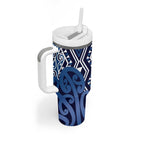 New Zealand Tumbler With Handle Aotearoa Kowhaiwhai Mix Taniko Art - Blue
