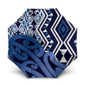 New Zealand Umbrella Aotearoa Kowhaiwhai Mix Taniko Art - Blue - Aussie Hoodie
