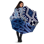 New Zealand Umbrella Aotearoa Kowhaiwhai Mix Taniko Art - Blue - Aussie Hoodie