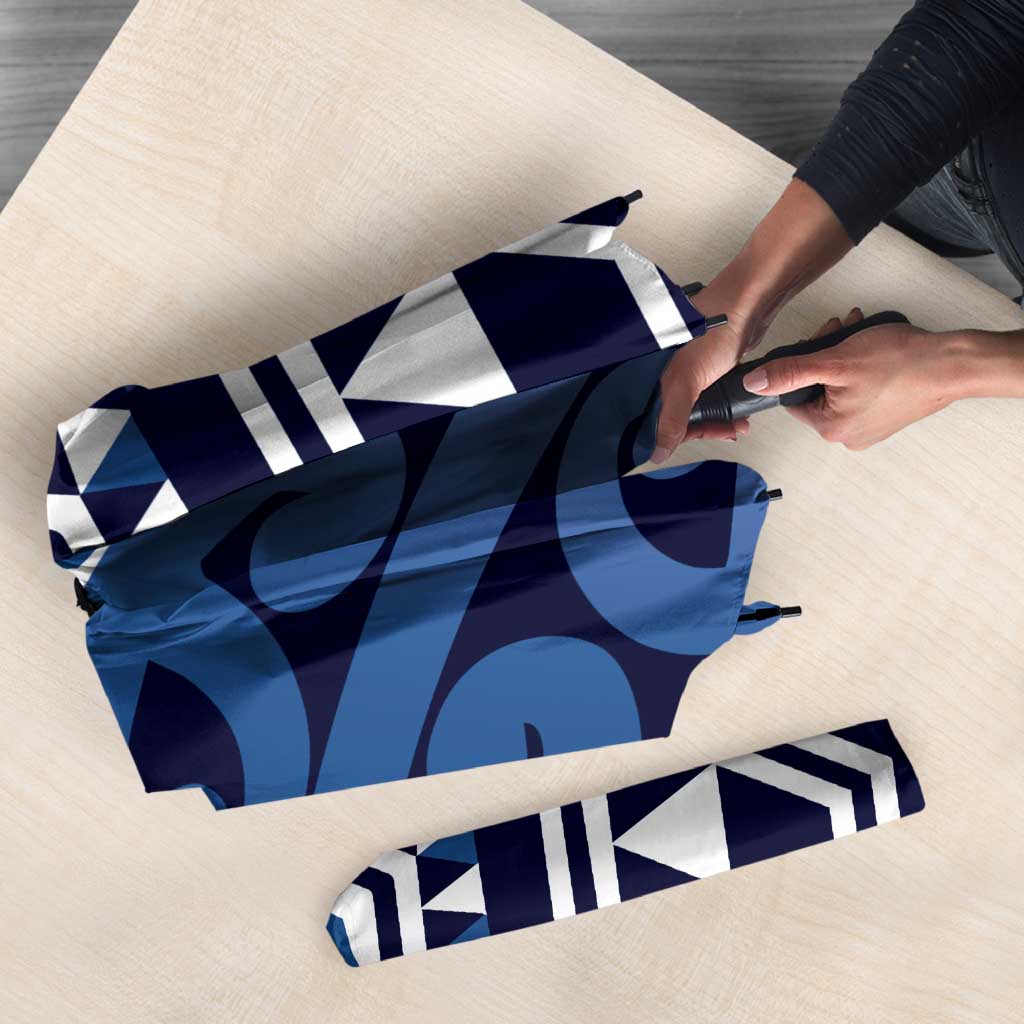 New Zealand Umbrella Aotearoa Kowhaiwhai Mix Taniko Art - Blue - Aussie Hoodie