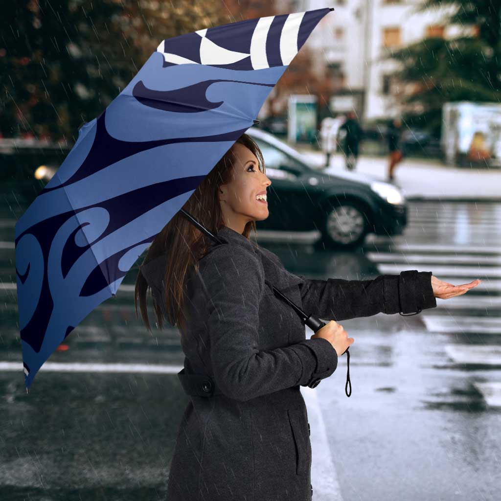 New Zealand Umbrella Aotearoa Kowhaiwhai Mix Taniko Art - Blue - Aussie Hoodie