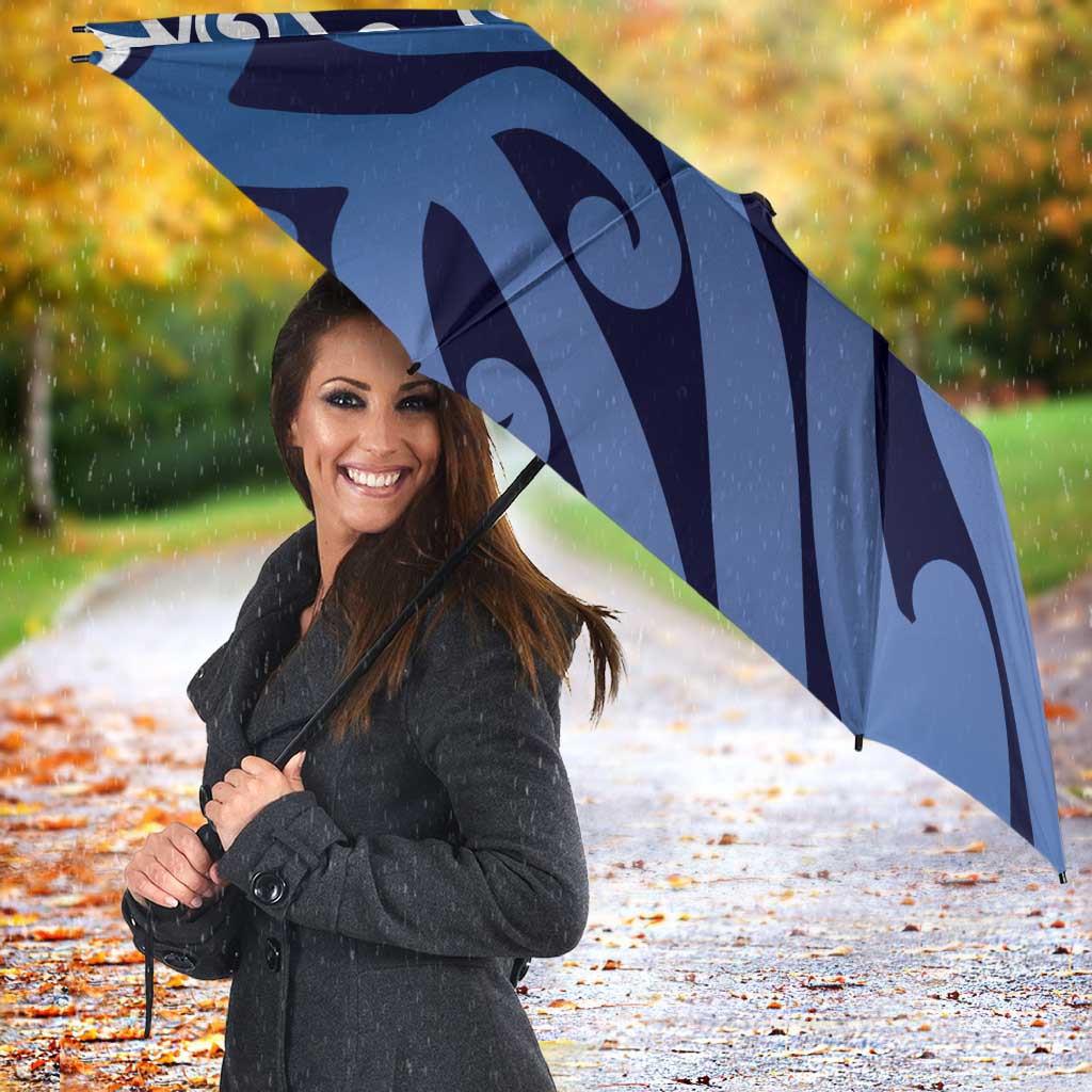 New Zealand Umbrella Aotearoa Kowhaiwhai Mix Taniko Art - Blue - Aussie Hoodie