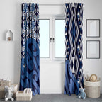 New Zealand Window Curtain Aotearoa Kowhaiwhai Mix Taniko Art - Blue