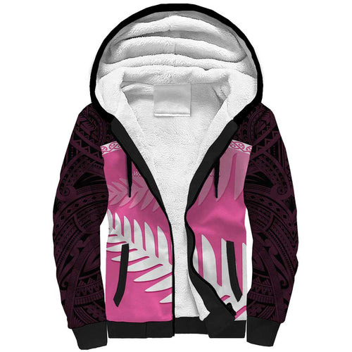 Custom New Zealand Aotearoa Cricket Sherpa Hoodie Go White Silver Fern