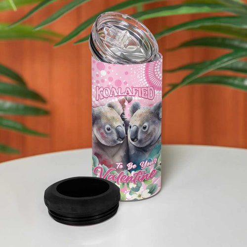 Australia Koala Valentine's Day 4 in 1 Can Cooler Tumbler Koalified To Be Your Valentine