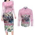 Australia Koala Valentine's Day Couples Matching Long Sleeve Bodycon Dress and Long Sleeve Button Shirt Koalified To Be Your Valentine