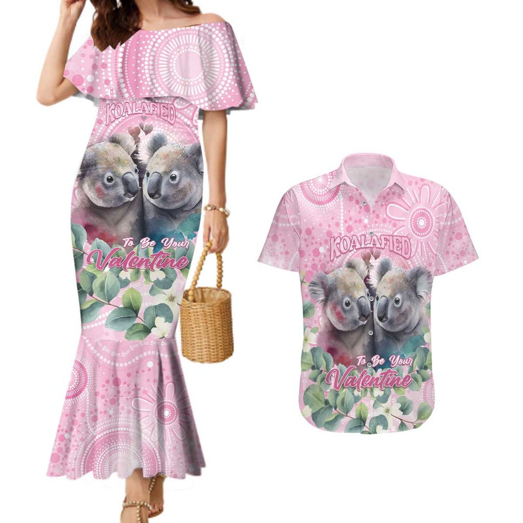 Australia Koala Valentine's Day Couples Matching Mermaid Dress and Hawaiian Shirt Koalified To Be Your Valentine