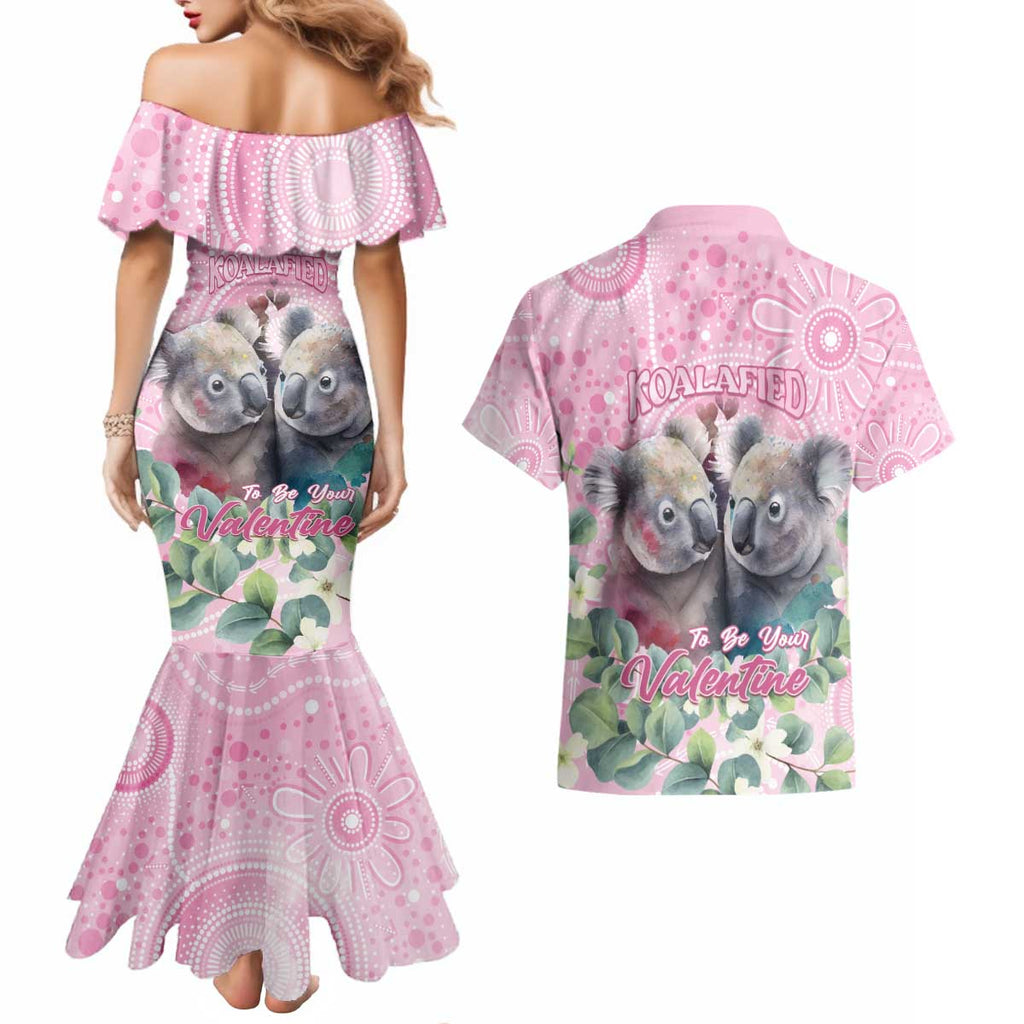 Australia Koala Valentine's Day Couples Matching Mermaid Dress and Hawaiian Shirt Koalified To Be Your Valentine