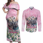 Australia Koala Valentine's Day Couples Matching Off Shoulder Maxi Dress and Long Sleeve Button Shirt Koalified To Be Your Valentine