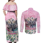 Australia Koala Valentine's Day Couples Matching Off Shoulder Maxi Dress and Long Sleeve Button Shirt Koalified To Be Your Valentine