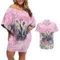 Australia Koala Valentine's Day Couples Matching Off Shoulder Short Dress and Hawaiian Shirt Koalified To Be Your Valentine