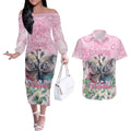 Australia Koala Valentine's Day Couples Matching Off The Shoulder Long Sleeve Dress and Hawaiian Shirt Koalified To Be Your Valentine