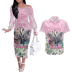 Australia Koala Valentine's Day Couples Matching Off The Shoulder Long Sleeve Dress and Hawaiian Shirt Koalified To Be Your Valentine