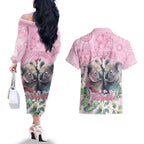 Australia Koala Valentine's Day Couples Matching Off The Shoulder Long Sleeve Dress and Hawaiian Shirt Koalified To Be Your Valentine