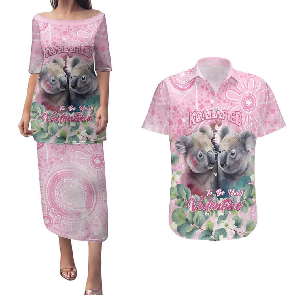 Australia Koala Valentine's Day Couples Matching Puletasi and Hawaiian Shirt Koalified To Be Your Valentine