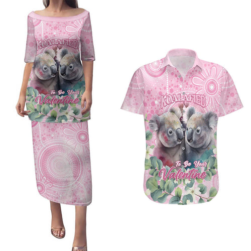 Australia Koala Valentine's Day Couples Matching Puletasi and Hawaiian Shirt Koalified To Be Your Valentine
