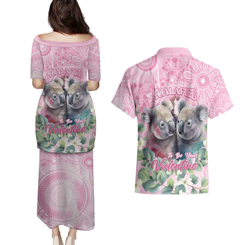 Australia Koala Valentine's Day Couples Matching Puletasi and Hawaiian Shirt Koalified To Be Your Valentine