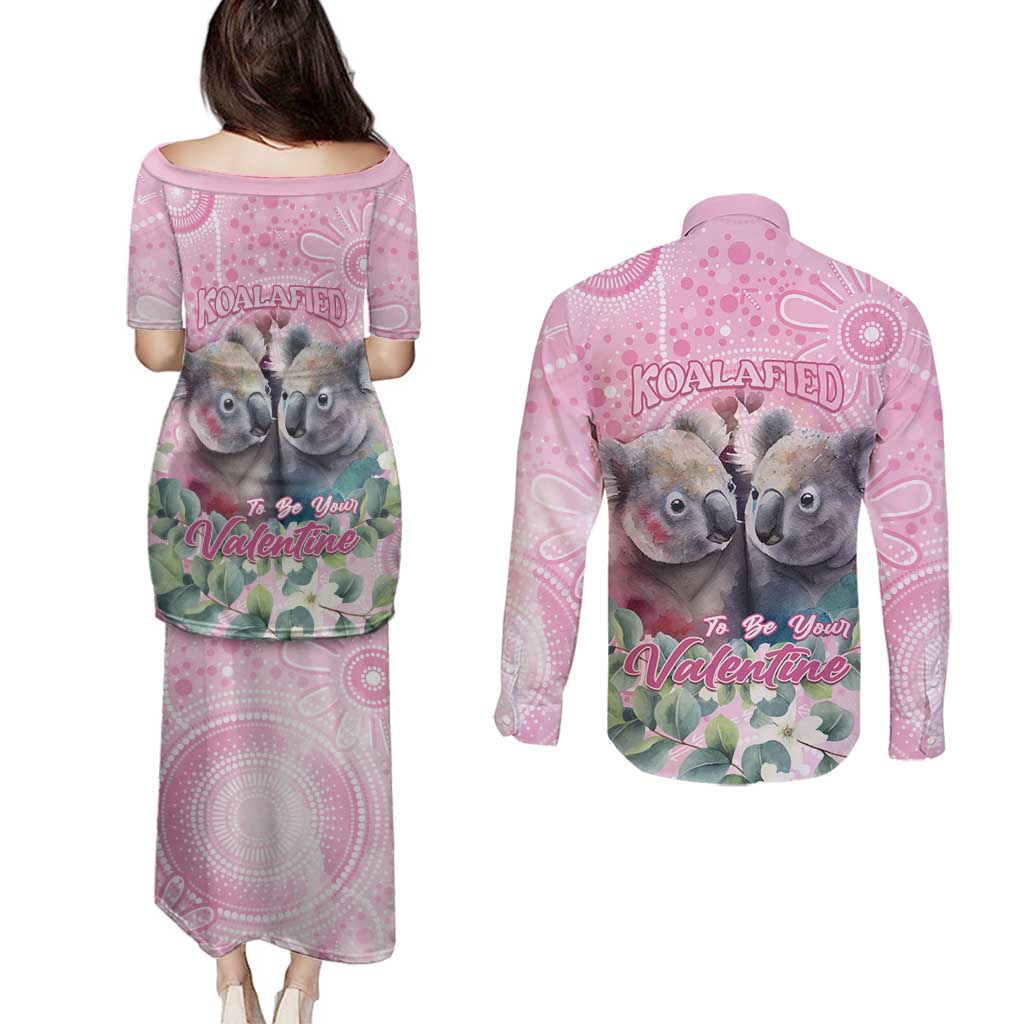Australia Koala Valentine's Day Couples Matching Puletasi and Long Sleeve Button Shirt Koalified To Be Your Valentine