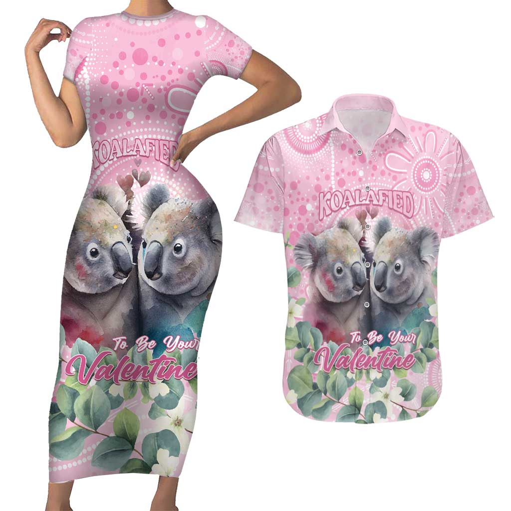 Australia Koala Valentine's Day Couples Matching Short Sleeve Bodycon Dress and Hawaiian Shirt Koalified To Be Your Valentine