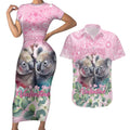 Australia Koala Valentine's Day Couples Matching Short Sleeve Bodycon Dress and Hawaiian Shirt Koalified To Be Your Valentine