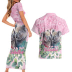 Australia Koala Valentine's Day Couples Matching Short Sleeve Bodycon Dress and Hawaiian Shirt Koalified To Be Your Valentine