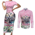 Australia Koala Valentine's Day Couples Matching Short Sleeve Bodycon Dress and Long Sleeve Button Shirt Koalified To Be Your Valentine