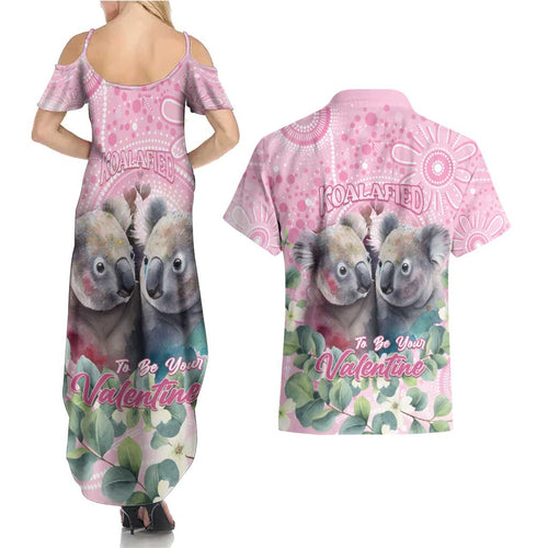 Australia Koala Valentine's Day Couples Matching Summer Maxi Dress and Hawaiian Shirt Koalified To Be Your Valentine