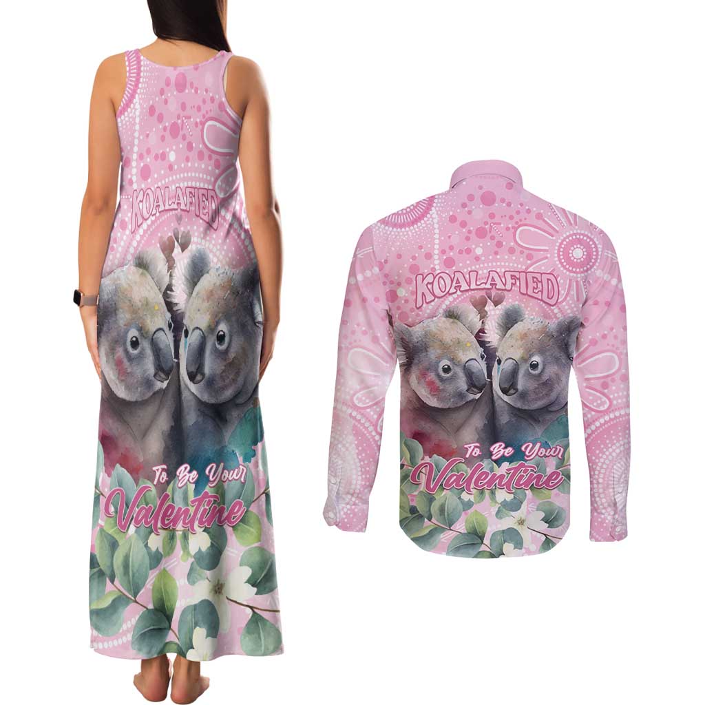Australia Koala Valentine's Day Couples Matching Tank Maxi Dress and Long Sleeve Button Shirt Koalified To Be Your Valentine